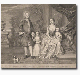 Edward Eliot and Elizabeth Craggs, with their children, James and Elizabeth (engraving)