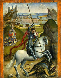 St George and the Dragon painting, possibly by Rogier van der Weyden