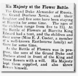 Jane Coster at Flower Battle Clipping in 'London Daily News' 06 Apr 1907