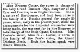 Coster Sisters Clipping in 'The Aberdeen Journal' 14 Oct 1896