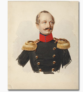 Watercolour of General Nikolai Fedorovich Plautin Plaoutine by Alexander Ivanovich Klunder 1839-43