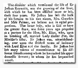 Clipping from 'London Record' 04 Mar 1792