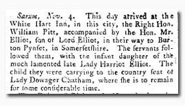 Clipping in 'Morning Post' 07 Nov 1786